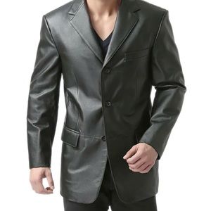 Brand new never use black blazer J Ferrar 100% genuine leather  size L.